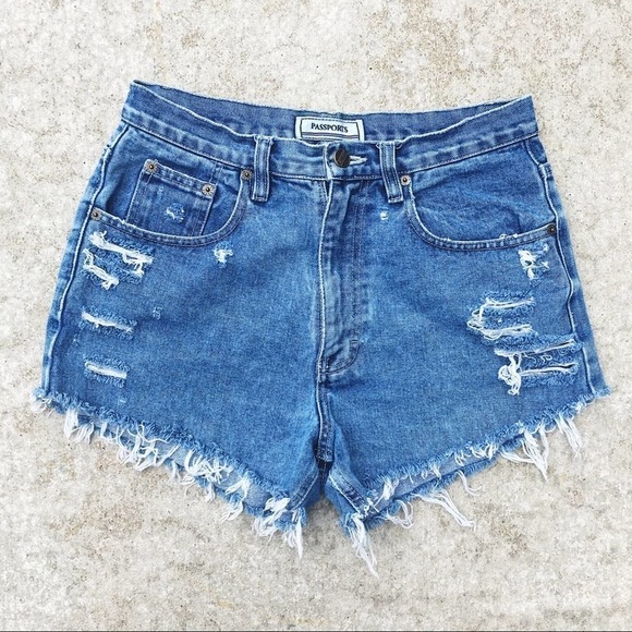 Passport Distressed Denim Cut Offs - Picture 1 of 7